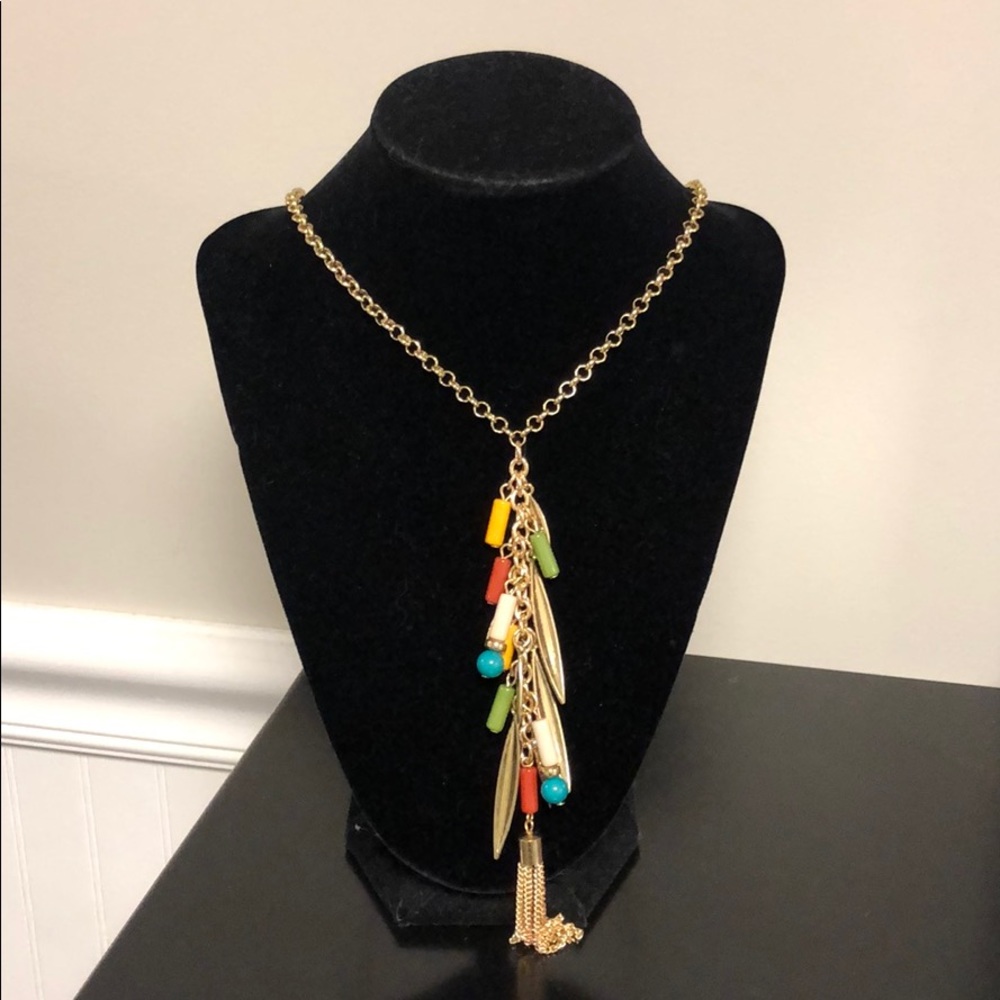 Long gold necklace!